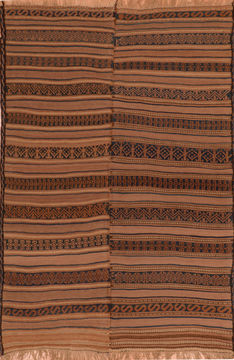 Afghan Kilim Brown Rectangle 5x7 ft Wool Carpet 110616