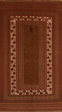 Kilim Brown Runner Flat Woven 5'3" X 9'6"  Area Rug 100-110624