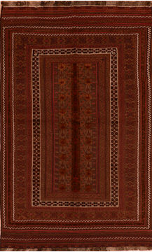 Romania Kilim Red Rectangle 5x8 ft Wool Carpet 110625