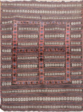 Afghan Kilim Red Rectangle 3x5 ft Wool Carpet 110629