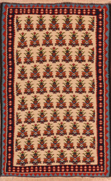 Afghan Kilim Red Rectangle 3x5 ft Wool Carpet 110634