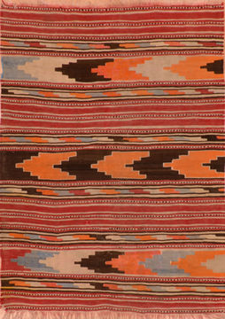 Afghan Kilim Red Rectangle 4x6 ft Wool Carpet 110640
