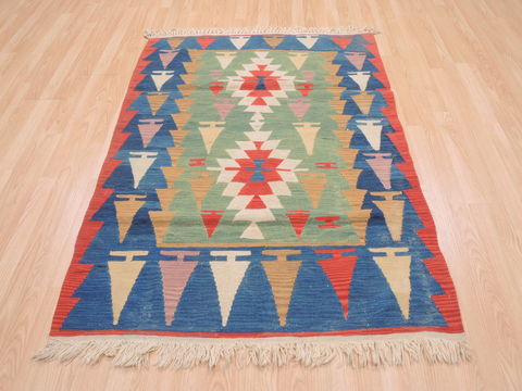 Kilim Blue Flat Woven 39 X 55 Area Rug 100-110642 Image 1