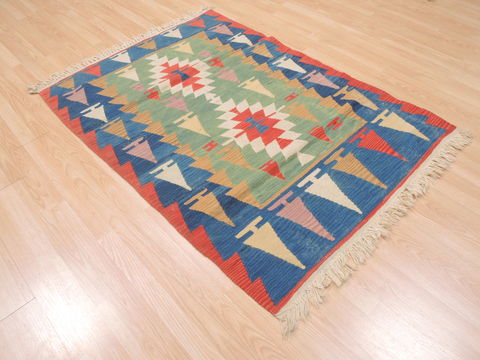 Kilim Blue Flat Woven 39 X 55 Area Rug 100-110642 Image 3