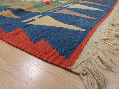 Kilim Blue Flat Woven 39 X 55 Area Rug 100-110642 Image 4