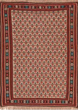 Afghan Kilim Red Rectangle 3x5 ft Wool Carpet 110645