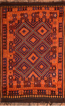 Afghan Kilim Red Rectangle 10x14 ft Wool Carpet 110650