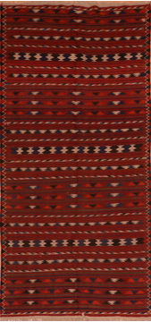 Kilim Red Runner Flat Woven 4'6" X 9'6"  Area Rug 100-110655