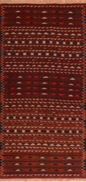 Kilim Red Runner Flat Woven 4'7" X 9'6"  Area Rug 100-110656