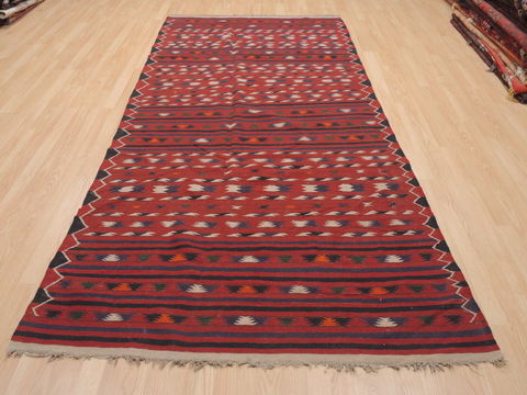 Kilim Red Runner Flat Woven 46 X 96 Area Rug 100-110657 Image 1