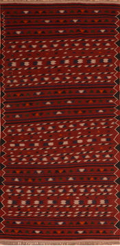 Kilim Red Runner Flat Woven 4'6" X 9'6"  Area Rug 100-110657