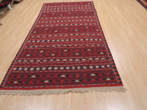 Kilim Red Runner Flat Woven 46 X 98 Area Rug 100-110658 Image 1
