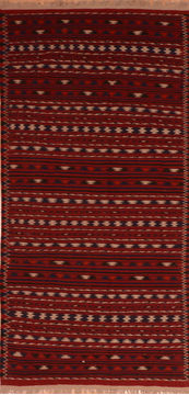 Kilim Red Runner Flat Woven 4'6" X 9'8"  Area Rug 100-110658