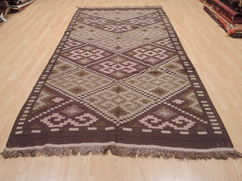 Kilim Brown Runner Flat Woven 54 X 108 Area Rug 100-110660 Image 1