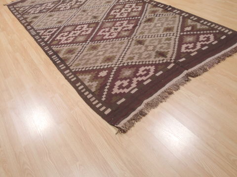 Kilim Brown Runner Flat Woven 54 X 108 Area Rug 100-110660 Image 3