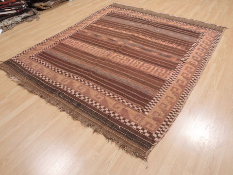 Kilim Brown Flat Woven 65 X 79 Area Rug 100-110661 Image 2