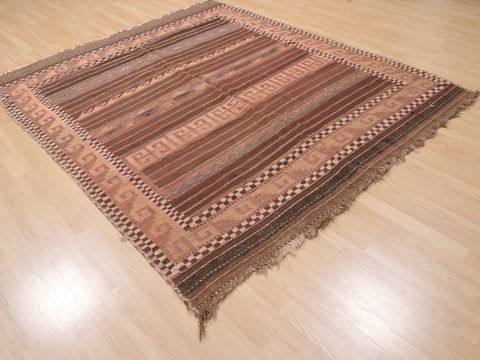 Kilim Brown Flat Woven 65 X 79 Area Rug 100-110661 Image 3