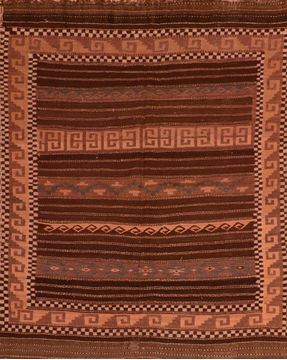 Kilim Brown Flat Woven 6'5" X 7'9"  Area Rug 100-110661