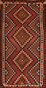 Afghan Kilim Red Rectangle 7x10 ft Wool Carpet 110664