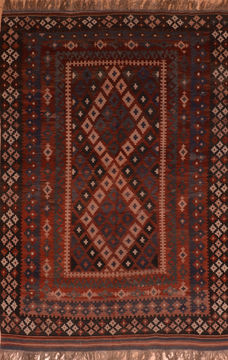 Afghan Kilim Blue Rectangle 6x9 ft Wool Carpet 110666
