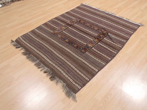 Kilim Brown Flat Woven 41 X 52 Area Rug 100-110676 Image 2