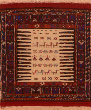Afghan Kilim Red Rectangle 3x4 ft Wool Carpet 110677