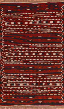 Kilim Red Flat Woven 3'4" X 6'3"  Area Rug 100-110684