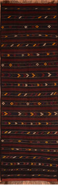 Afghan Kilim Blue Runner 13 to 15 ft Wool Carpet 110689