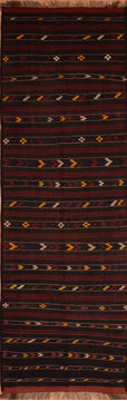 Afghan Kilim Blue Runner 13 to 15 ft Wool Carpet 110689