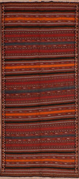 Kilim Red Runner Flat Woven 4'5" X 10'0"  Area Rug 100-110696