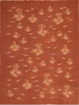 Romania Kilim Brown Rectangle 8x10 ft Wool Carpet 110698