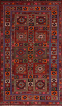 Afghan Kilim Blue Rectangle 6x9 ft Wool Carpet 110703