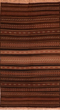 Afghan Kilim Brown Rectangle 7x10 ft Wool Carpet 110704