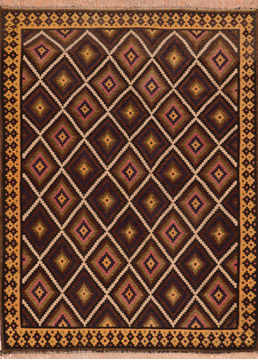 Kilim Brown Flat Woven 5'0" X 6'6"  Area Rug 100-110705