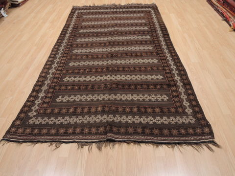 Kilim Brown Flat Woven 410 X 90 Area Rug 100-110708 Image 1