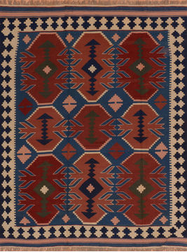 Kilim Blue Flat Woven 6'4" X 8'4"  Area Rug 100-110710