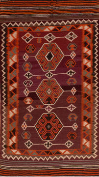 Afghan Kilim Red Rectangle 5x8 ft Wool Carpet 110711