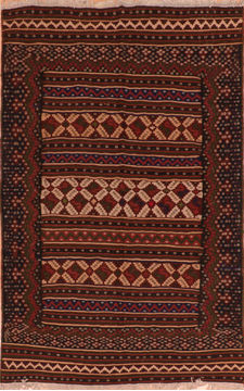 Afghan Kilim Blue Rectangle 5x7 ft Wool Carpet 110712