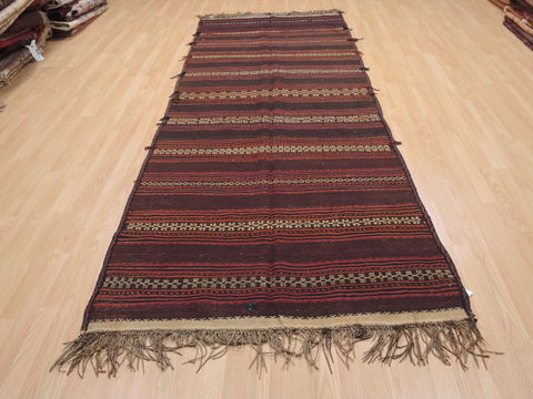 Kilim Brown Runner Flat Woven 311 X 105 Area Rug 100-110716 Image 1