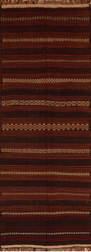 Kilim Brown Runner Flat Woven 3'11" X 10'5"  Area Rug 100-110716