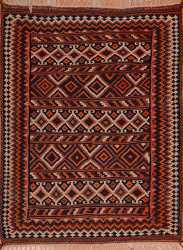 Afghan Kilim Red Rectangle 5x7 ft Wool Carpet 110722