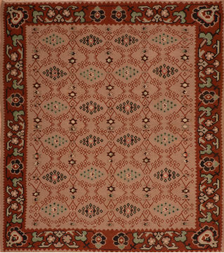 Afghan Kilim Beige Rectangle 8x11 ft Wool Carpet 110727