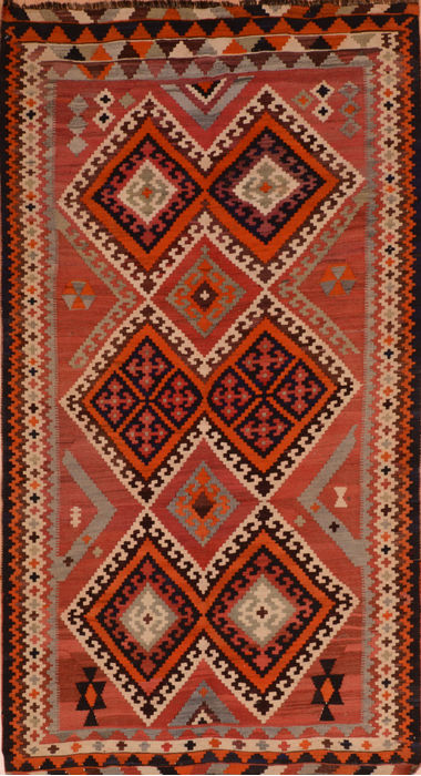 Kilim Red Runner Flat Woven 53 X 96 Area Rug 100-110729 Image 0