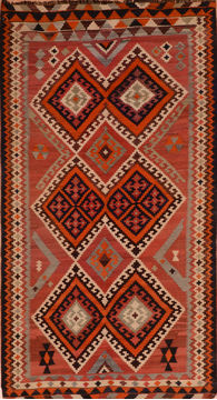 Kilim Red Runner Flat Woven 5'3" X 9'6"  Area Rug 100-110729