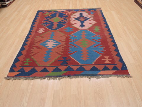 Kilim Blue Flat Woven 51 X 66 Area Rug 100-110731 Image 1