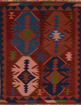 Kilim Blue Flat Woven 5'1" X 6'6"  Area Rug 100-110731