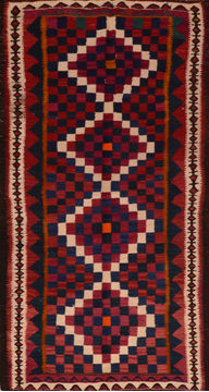 Kilim Red Runner Flat Woven 4'5" X 8'9"  Area Rug 100-110736