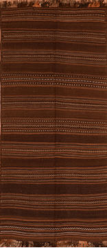 Kilim Brown Runner Flat Woven 4'4" X 10'3"  Area Rug 100-110743