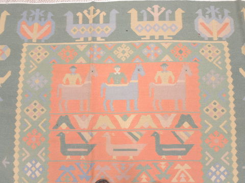 Kilim Green Flat Woven 68 X 88  Area Rug 100-110744 Image 4