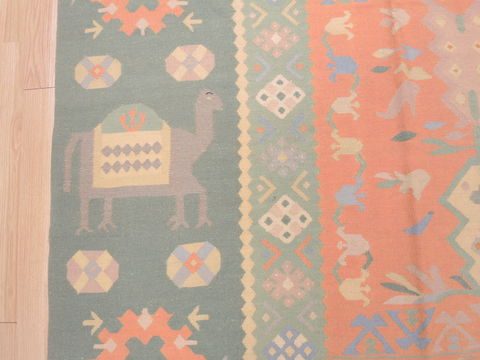 Kilim Green Flat Woven 68 X 88  Area Rug 100-110744 Image 5